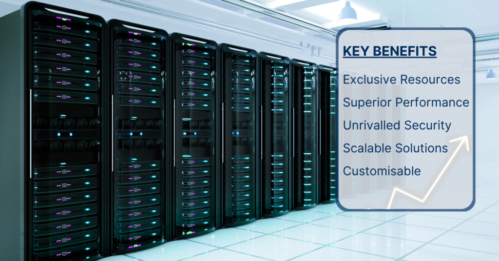 Key benefits of a Dedicated Server.
Exclusive Resources
Superior Performance
Unrivalled Security
Scalable Solutions
Customisable